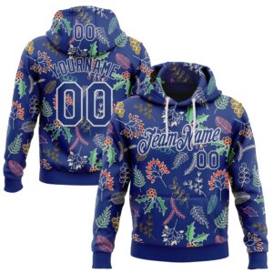 Custom Stitched Royal Royal-White 3D Christmas Sports Pullover Sweatshirt Hoodie