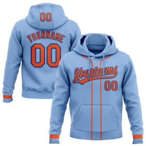 Custom Stitched Light Blue Orange-Royal Baseball Pullover Sweatshirt Hoodie