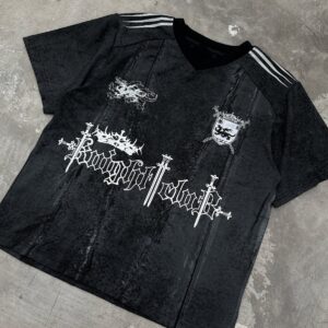 Dark Trend Black White Print Short Sleeve T-shirt
